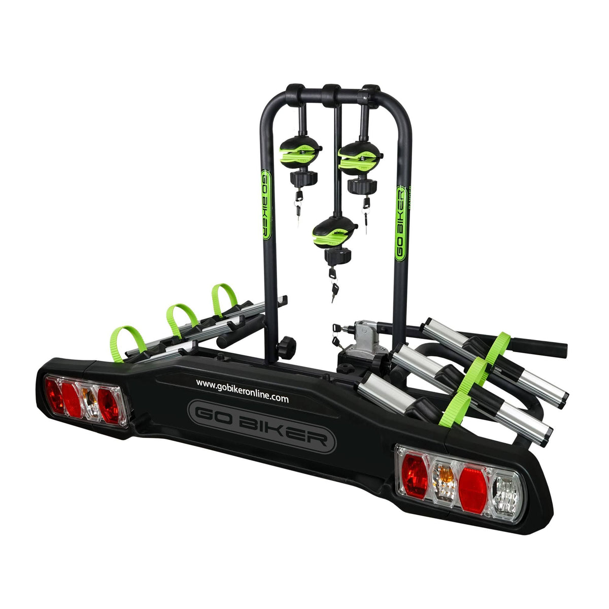 Porte-vélos Go Biker ranger pour 3 vélos 15 kg par rail(Noir/Vert)