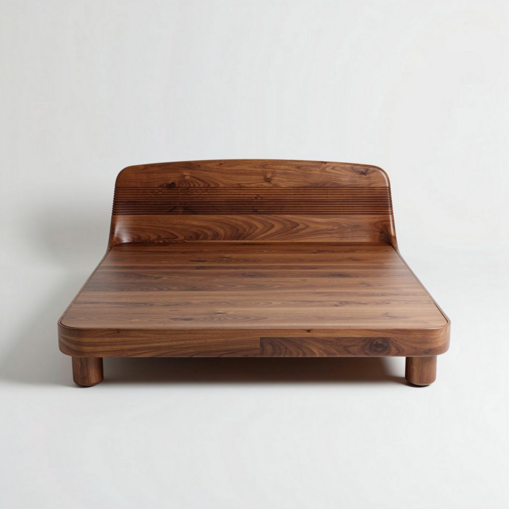 Lit en bois massif de couleur marron pour chambre à coucher dimensions 210 x 180 x 30cm