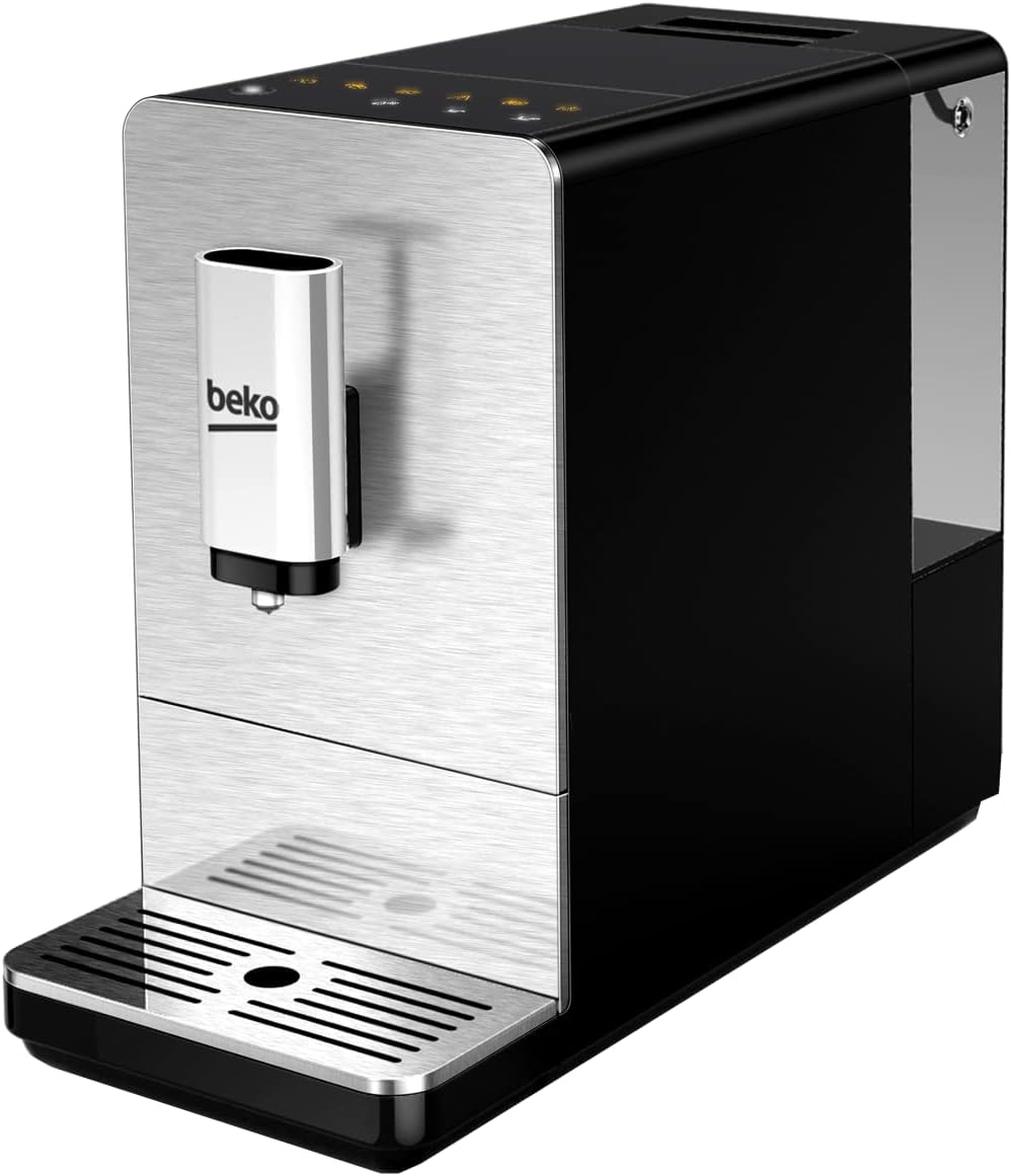 BEKO, Machine à café, expresso automatique, 1350 W / 19 bars, Capacité café : 125 g, Capacité eau : 1,4L, Système autonettoyant, 5 niveaux de broyage, Arrêt automatique, Façade Inox Brossé(Moderne/Inox)