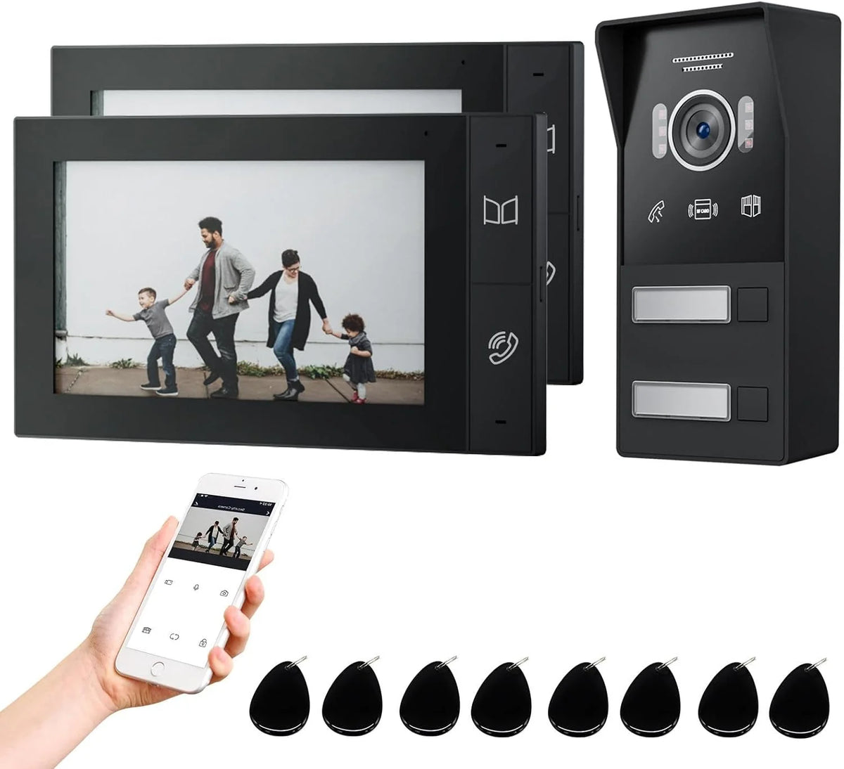 JeaTone visiophone WiFi 1080P, 2 moniteurs 7, détection mouvement, vision nocturne