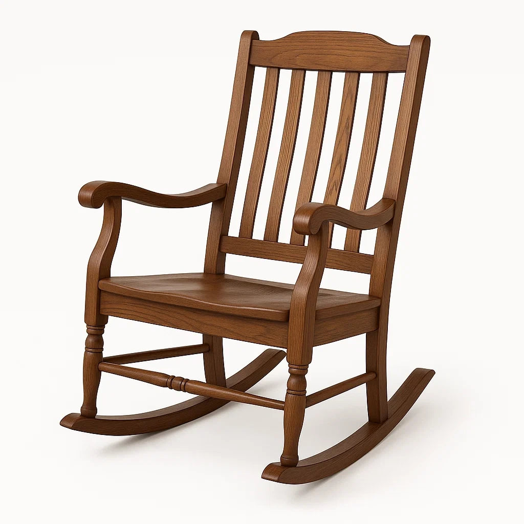 Chaise berçante en bois massif(Brun)
