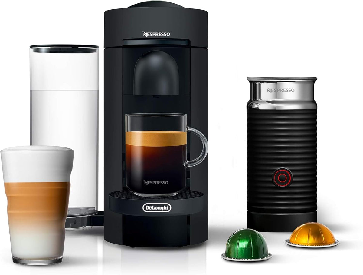 Nespresso Vertuo Plus Coffee and Espresso Maker By De'Longhi, Ink Black(Machine + Frother/Matte Black)
