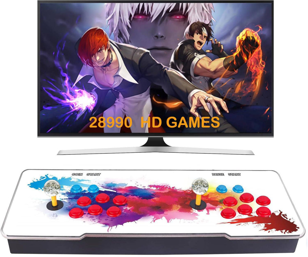 Arcade Machine 2025. Console de Jeux, 29 900 Jeux, Jeux rétro, 2 à 4 Joueurs, Compatible avec Les Jeux 3D pour PC, projecteur et téléviseur.(Blanc/Bleu/Rouge/Noir)