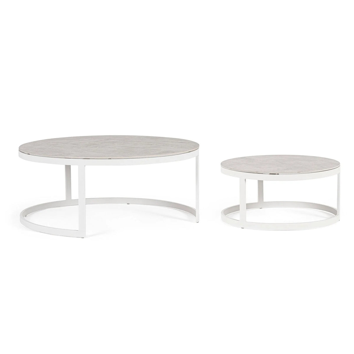 Tables basses Talunas avec structure en aluminium pour extérieur et jardin, set de 2 pièces
