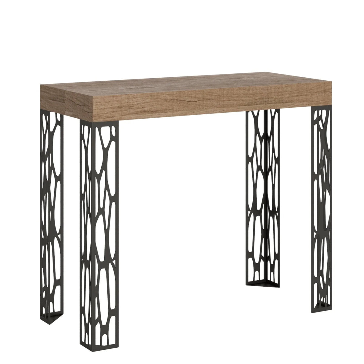 Table console extensible en bois Livorno pour salle à manger(Extensible Jusqu'À 196 Cm/Classique/Ciment)