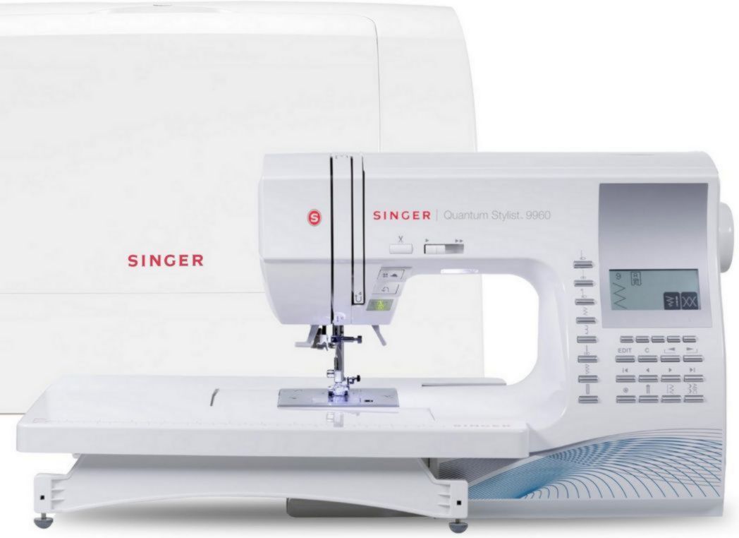 Machine à coudre portable informatisée SINGER Quantum Stylist 9960 avec mode pilote automatique électronique 600 points, table d'extension et accessoires bonus, parfaite pour personnaliser vos projets