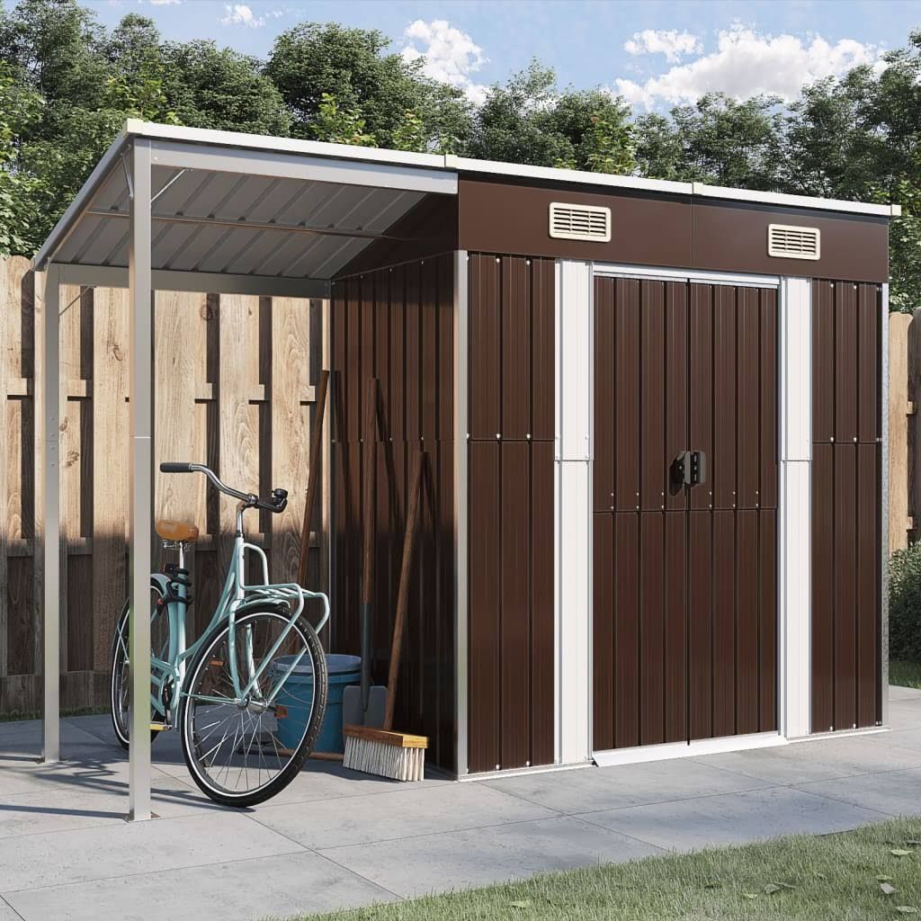 vidaxl Abri de jardin avec toit prolongé(Marron/Gris)