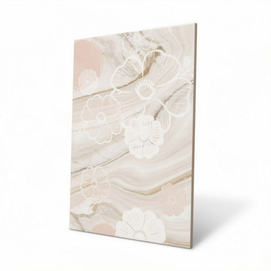 Panneau décoratif en bois motifs floraux dimensions 15 x 1 x 30cm