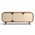 Meuble de rangement en bois avec portes en texture beige 120 x 40 x 70cm