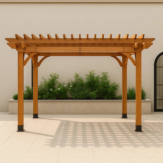 Pergola d'extérieur 366 x 305 x 241 cm brun bois de cèdre(Brun)