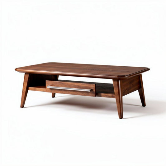Table basse en bois avec tiroir 120 x 70 x 40cm finition marron
