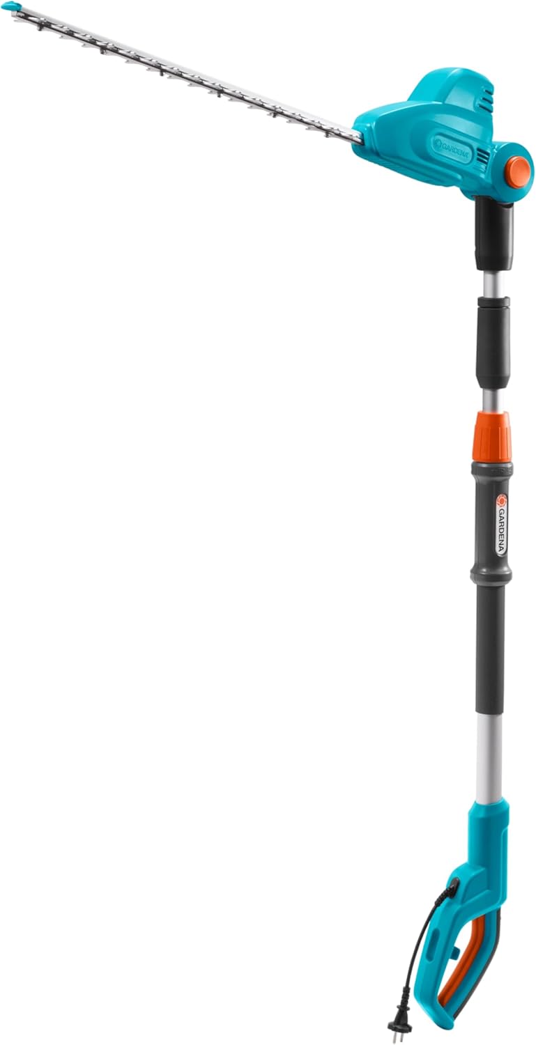 Taille-haies sur perche THS 500/48 sans batterie de Gardena : taille-haies 500 W, 3,5 m de portée, tête inclinable et manche télescopique, lame de 48 cm, butée de protection (8883-20)(Jusqu'à 3,5 m)