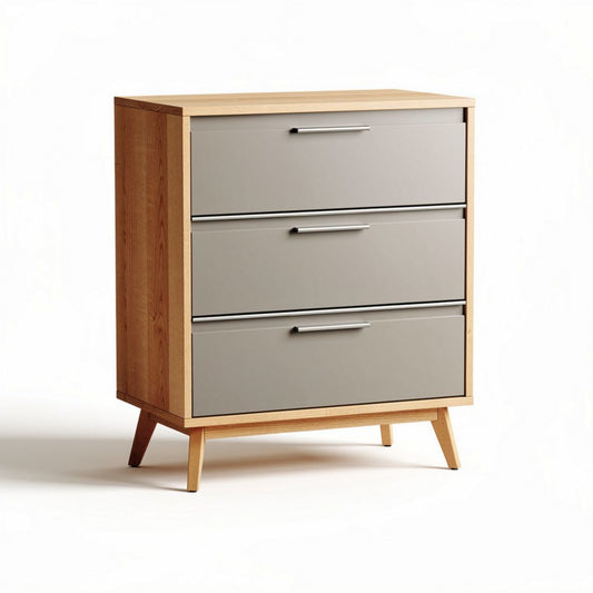 Commode en bois avec trois tiroirs gris dimensions 80 x 40 x 90cm