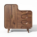 Meuble de rangement en bois de noyer avec portes et tiroirs 80 x 40 x 90cm