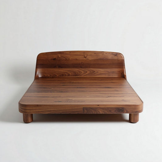 Lit en bois massif de couleur marron pour chambre à coucher dimensions 210 x 180 x 30cm