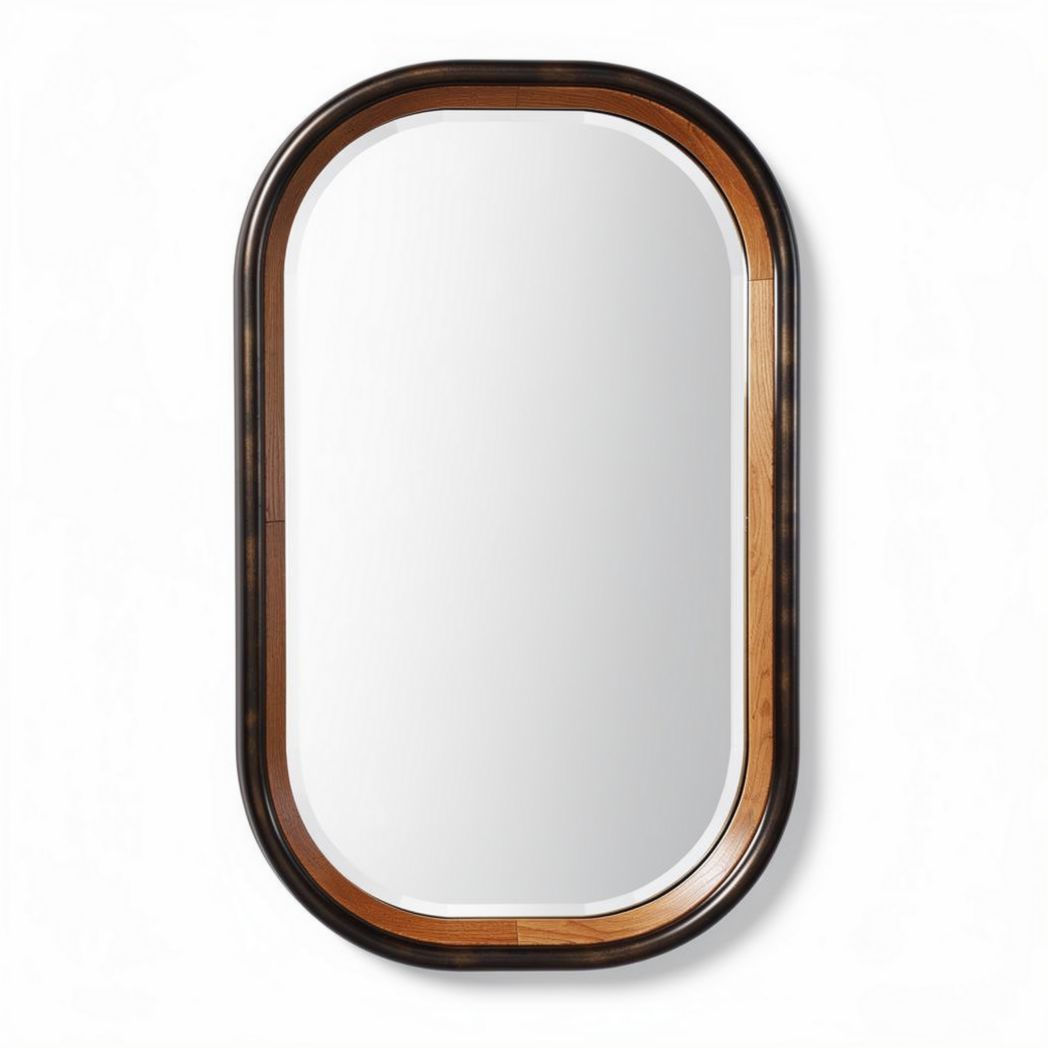 Miroir rectangulaire en bois foncé 80 x 50 x 3cm pour décoration intérieure