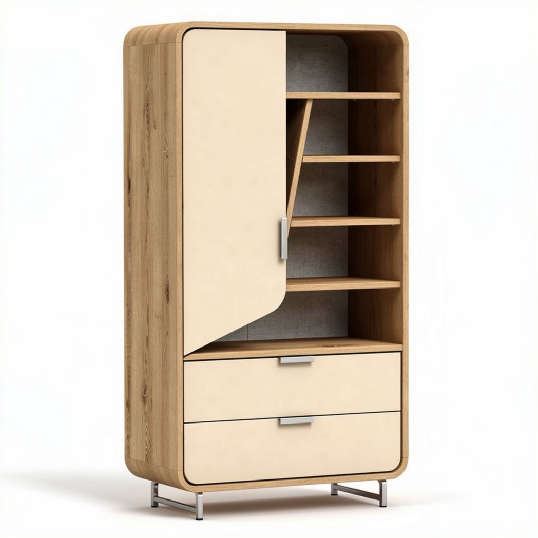 Armoire en bois avec porte coulissante beige dimensions 80 x 40 x 180cm