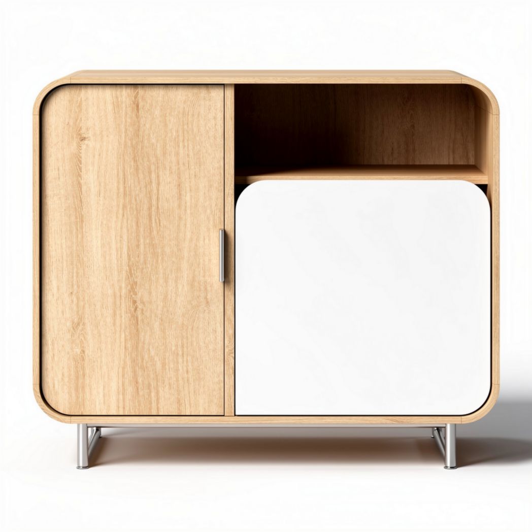 Meuble de rangement en bois naturel et blanc dimensions 60 x 40 x 80cm