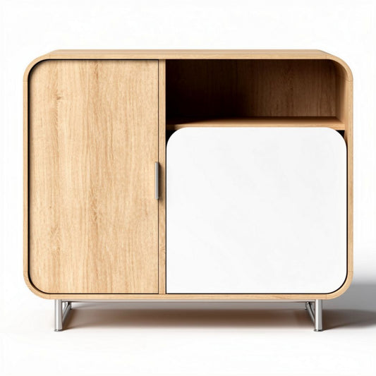 Meuble de rangement en bois naturel et blanc dimensions 60 x 40 x 80cm