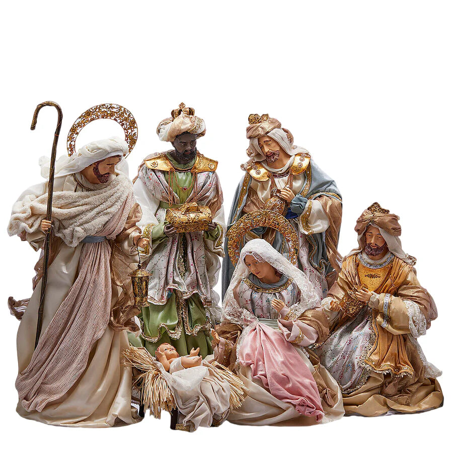 Nativité avec 6 personnages, 76 cm, avec vêtements de haute qualité