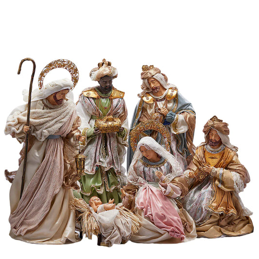 Nativité avec 6 personnages, 76 cm, avec vêtements de haute qualité