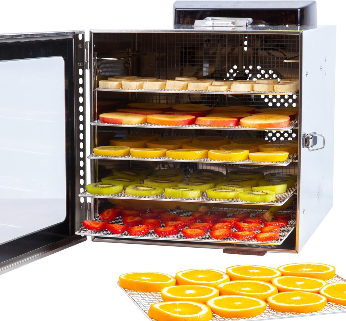 Vita5 Nobel Pro6 Deshydrateur Alimentaire avec 6 Plateaux en Inox - Déshydrateur avec Minuterie 24h et Température 35-75 °C - Deshydrateur Viande, Fruits, Champignons - 650W Déshydrateur Alimentaire(6 Layer S)