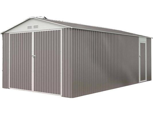 habitat et jardin Garage Métal nevada Avec Porte Battante(Gris/Blanc)