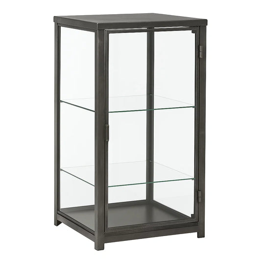 Vitrine en verre trempé et métal noir 3 étagères(Noir)
