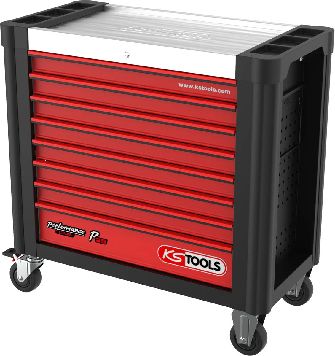 KS TOOLS PERFORMANCEplus P25 Chariot d'atelier NOIR/ROUGE avec 8 tiroirs ( 873.3008 )(défaut)