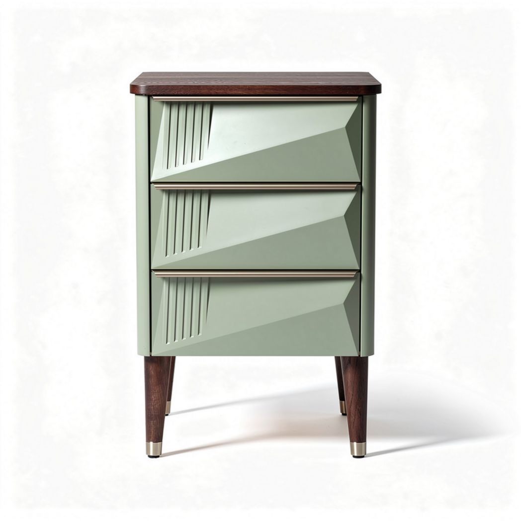 Commode en bois avec trois tiroirs couleur vert pastel 40 x 30 x 60cm