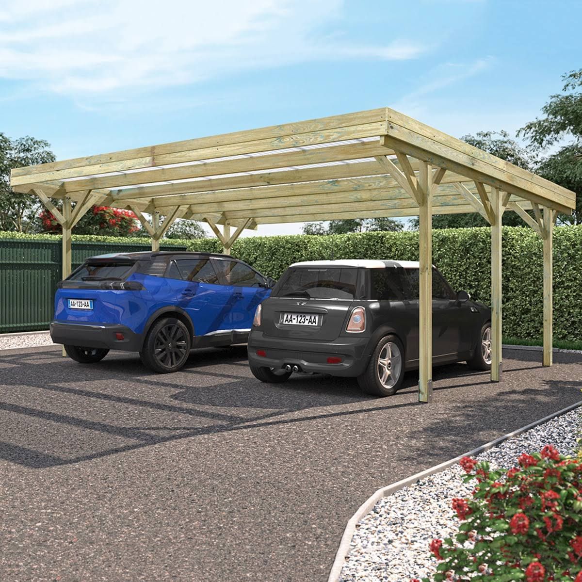 cerland Carport Double Jean(Bois Naturel)