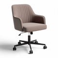 Chaise de bureau rembourrée en tissu beige avec accoudoirs et roues de 60 x 60 x 85cm