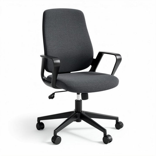 Chaise de bureau pivotante en tissu gris avec accoudoirs et roulettes 60 x 60 x 100cm