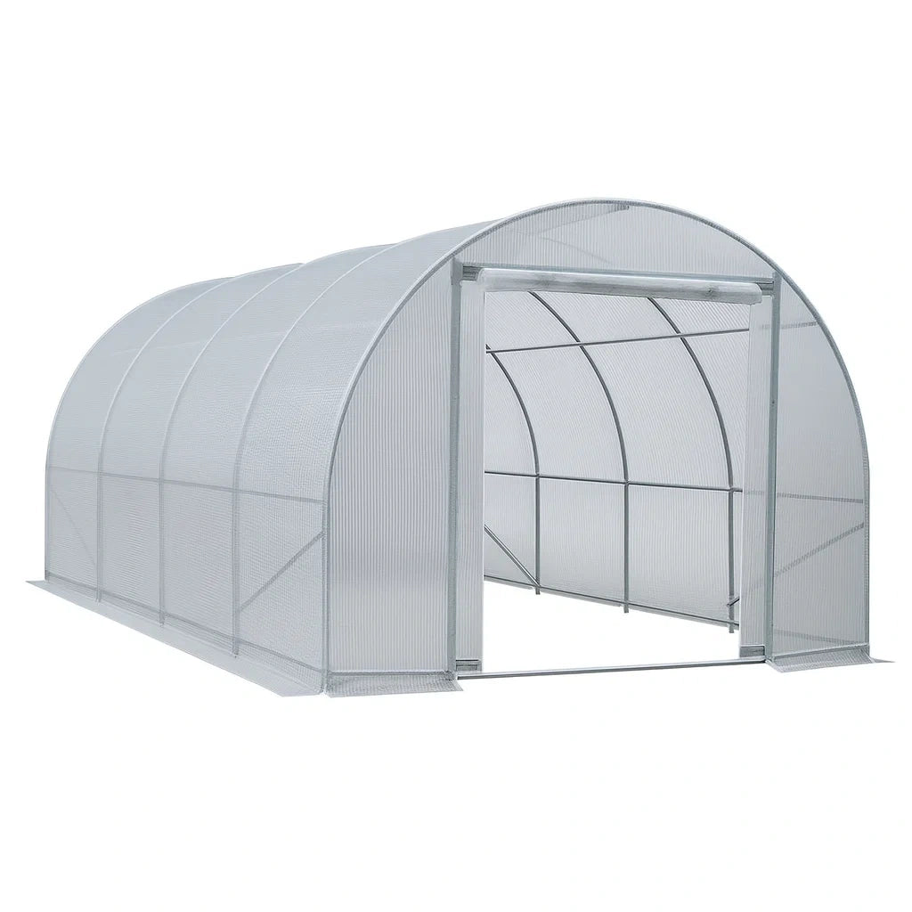 Serre tunnel en polycarbonate avec structure en acier galvanisé gris(Gris)