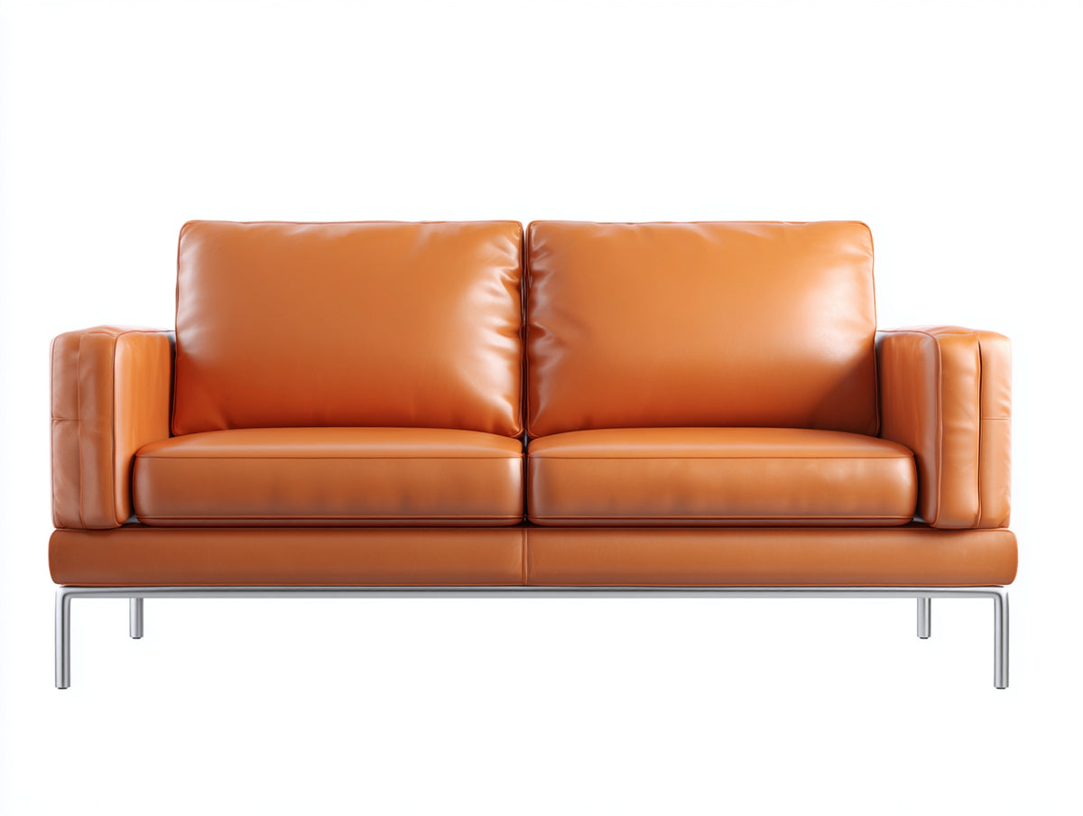 Canapé 2 places similicuir 175x88x85 cm - orange - design moderne(Orange)