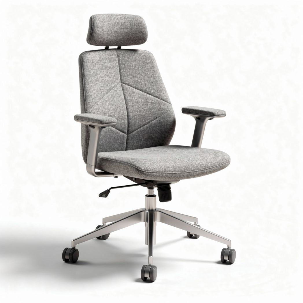 Chaise de bureau ergonomique en tissu gris avec accoudoirs et dossier réglable 60 x 60 x 100cm