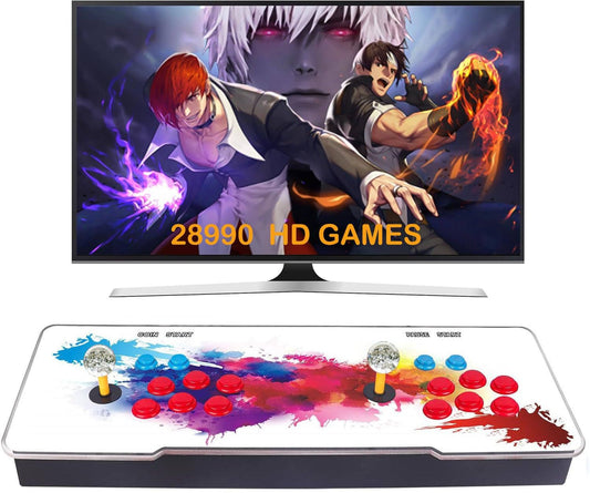 Arcade Machine 2025. Console de Jeux, 29 900 Jeux, Jeux rétro, 2 à 4 Joueurs, Compatible avec Les Jeux 3D pour PC, projecteur et téléviseur.(Blanc/Bleu/Rouge/Noir)