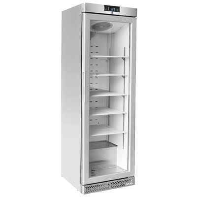 METRO Professional Vitrine négative GSC240N, inox/verre, 59,5 x 64 x 188,5 cm, 240 L, froid ventilé, 550 W, avec serrure, Argenté(Argent)