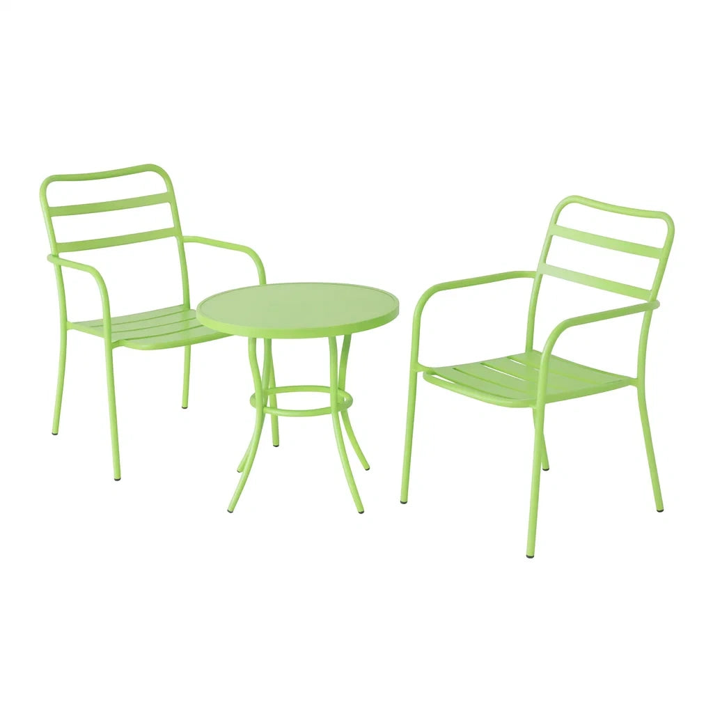 Ensemble de mobilier d'extérieur en métal vert avec table et chaises(Vert)