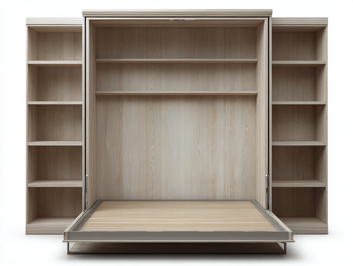 Lit escamotable bois 200x160x220 cm - chêne clair - design moderne(Chêne Clair)